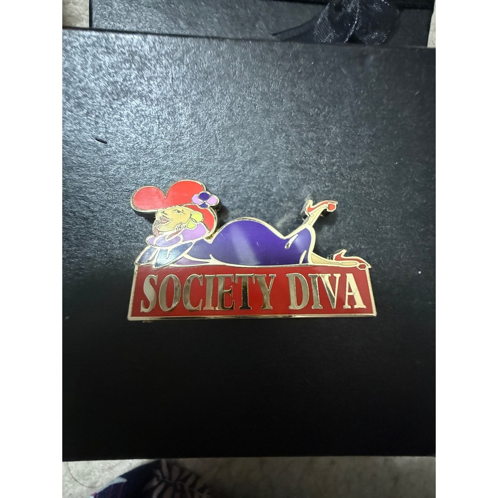 Society Diva Enamel Pin Vintage Collectible Accessory